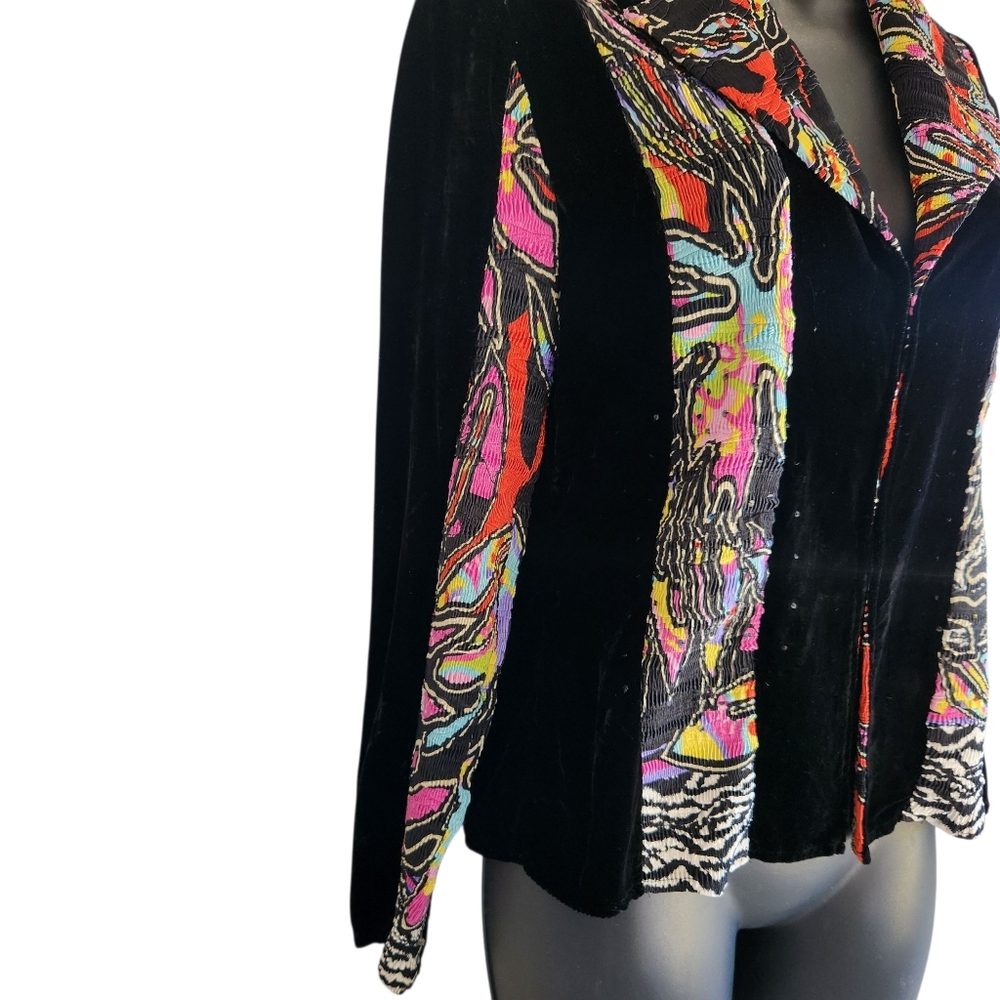 Alberto Makali Crop Velvet and Plise Cardigan Jacket Art to Wear Size M - Picture 8 of 14